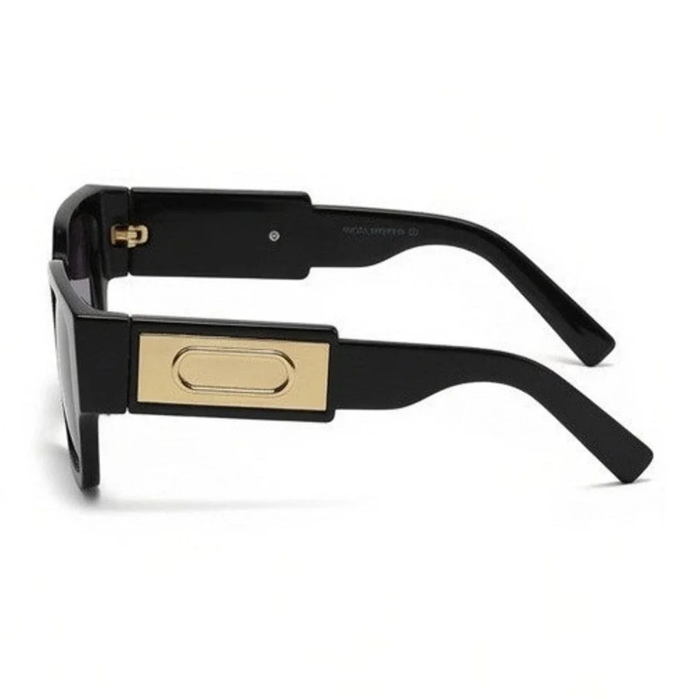 Men Black Square Sunglasses Luxur Designer Style Streetwear Hip Hop Retro Modern
